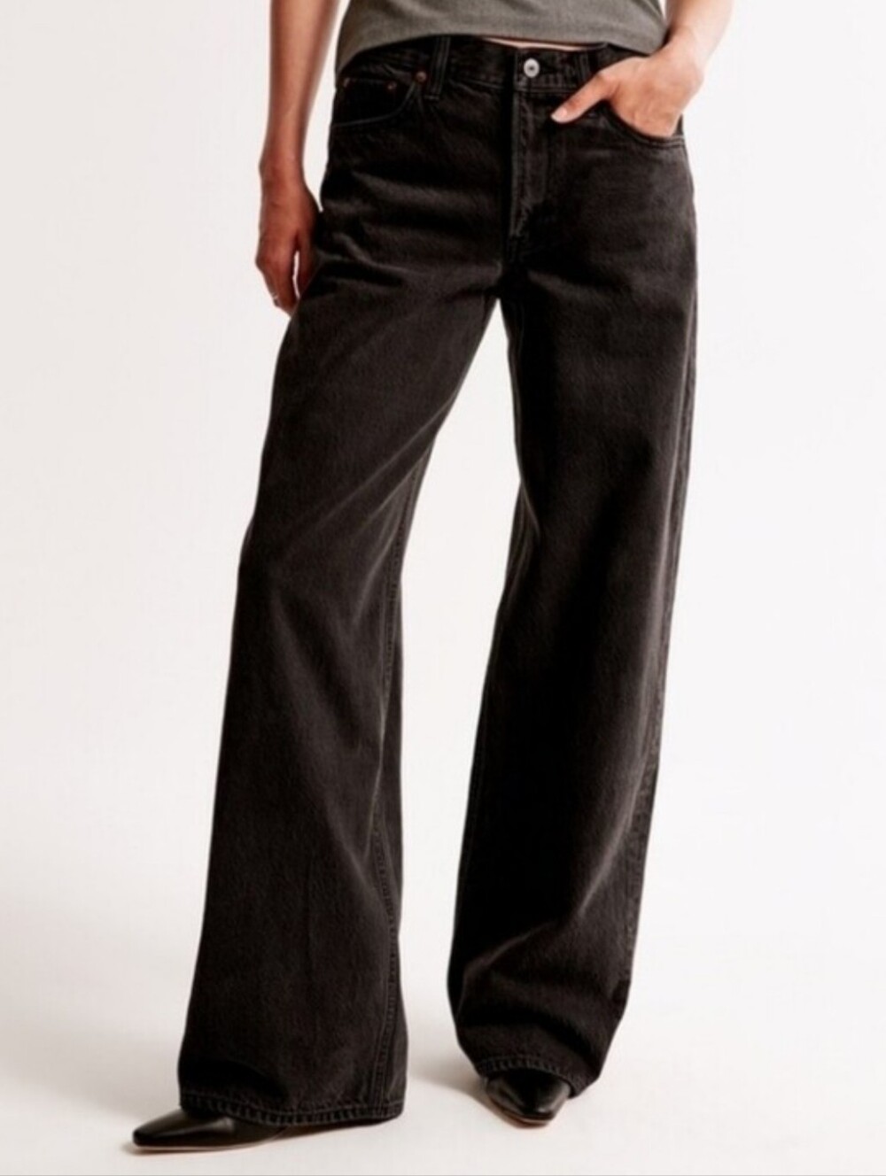 Abercrombie & Fitch Black Low Rise Baggy Straight Leg Jeans